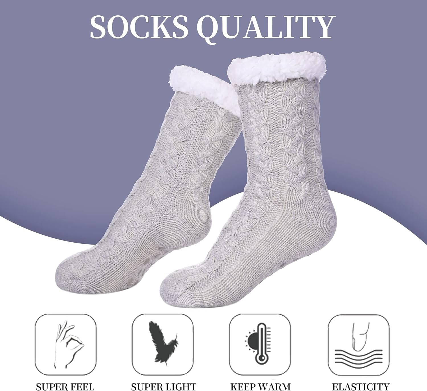 Women'S Winter Super Soft Warm Cozy Fuzzy Fleece-Lined with Grippers Slipper Socks