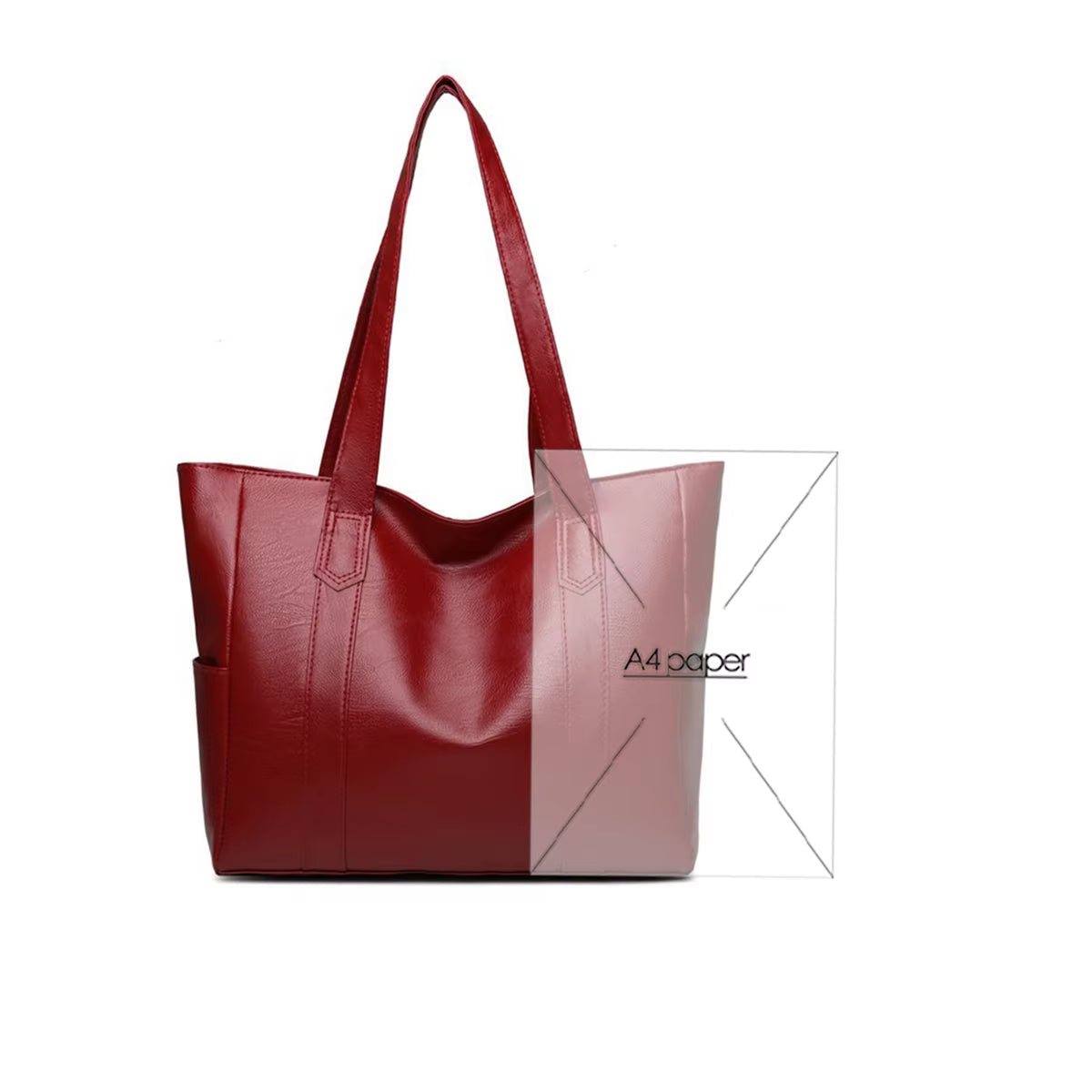 Fashion Large Soft Leather Ladies Bag European and American Retro Ladies Large Capacity Shoulder Handbag PU Material